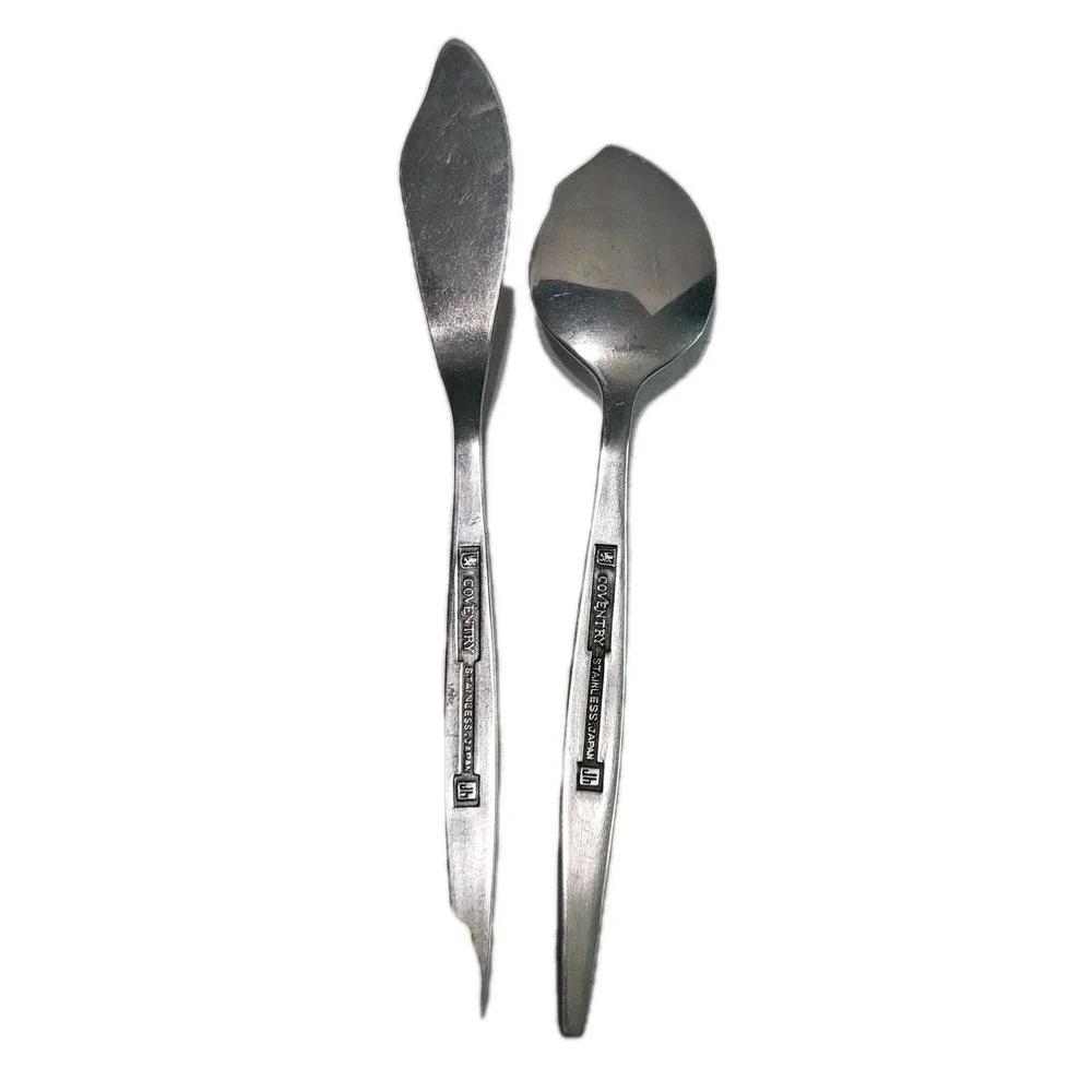 VTG Coventry Bouquet Stainless Japan Floral Serving Sugar Spoon & Butter Knife